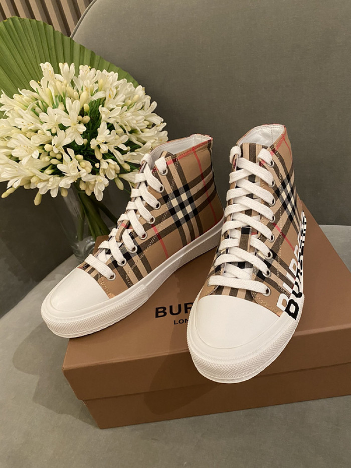 Bur*berry Vintage Check Cotton High-top Sneakers