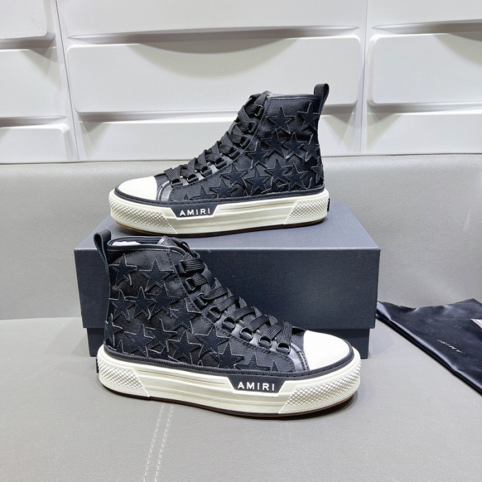 amiri* appliquéd leather and canvas sneakers
