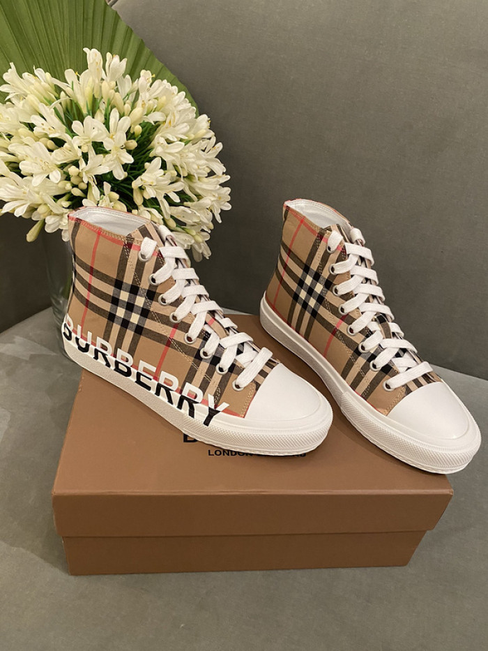 Bur*berry Vintage Check Cotton High-top Sneakers