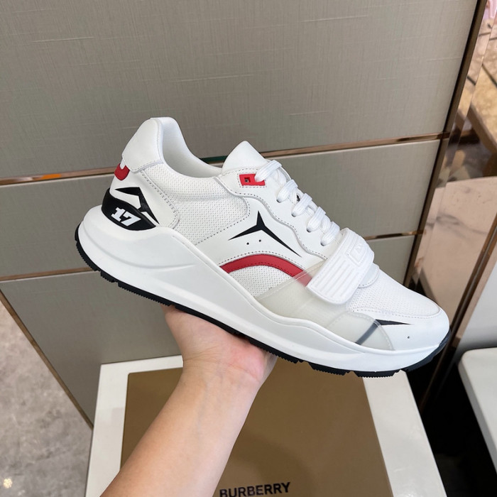 B**rry vintage check, leather and mesh sneakers