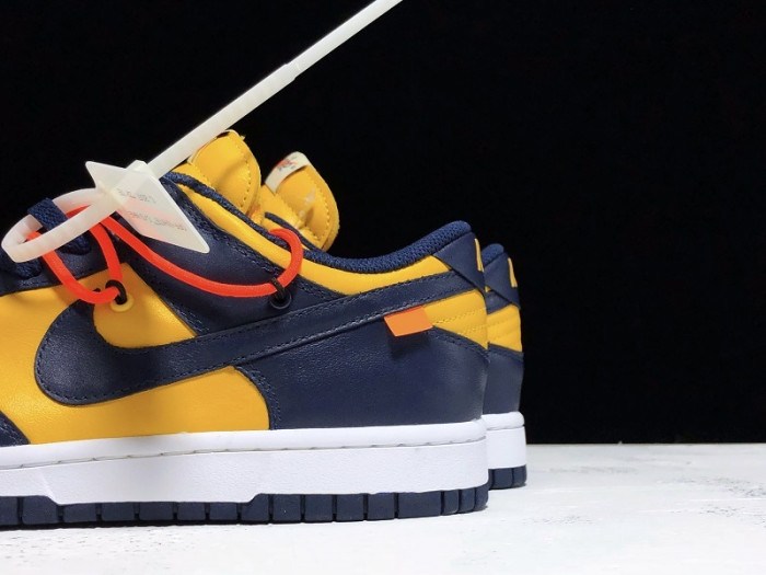 off white nike dunk low university gold midnight navy ct0856-700