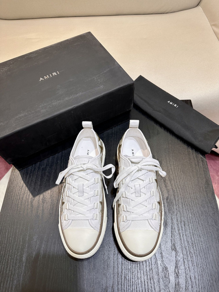 amiri* appliquéd leather and canvas sneakers